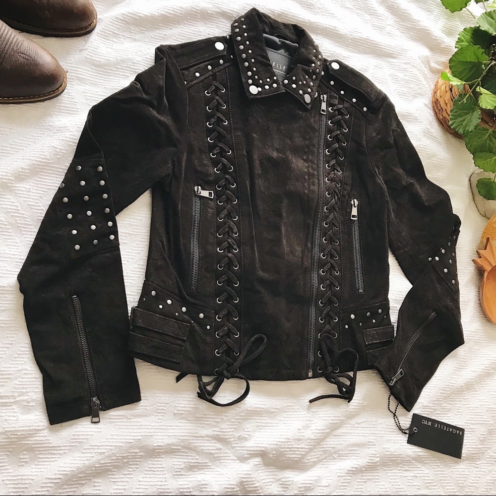 Bagatelle • Black Western Suede Moto Biker Jacket - Picture 2 of 8